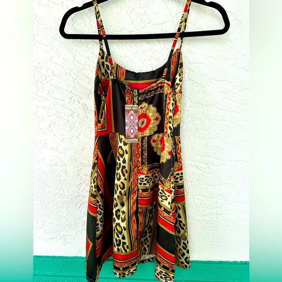 Boohoo Dress Size 0 Petite Satin Leopard Scarf Print Cami Mini - Picture 3 of 5
